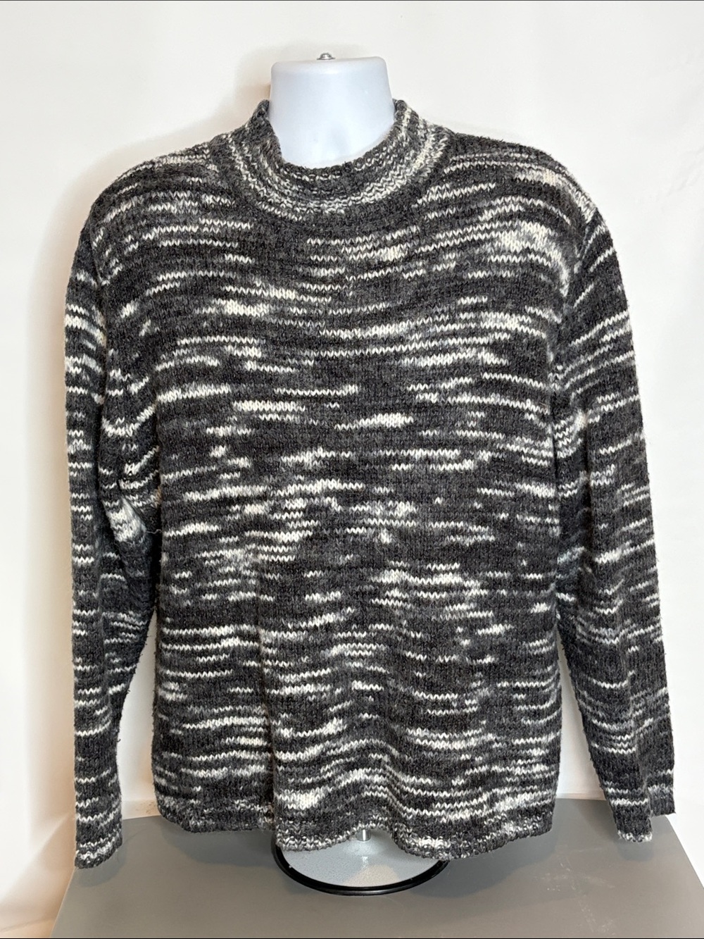 GNW Women’s Marled Crewneck Sweater - Black & White 2X